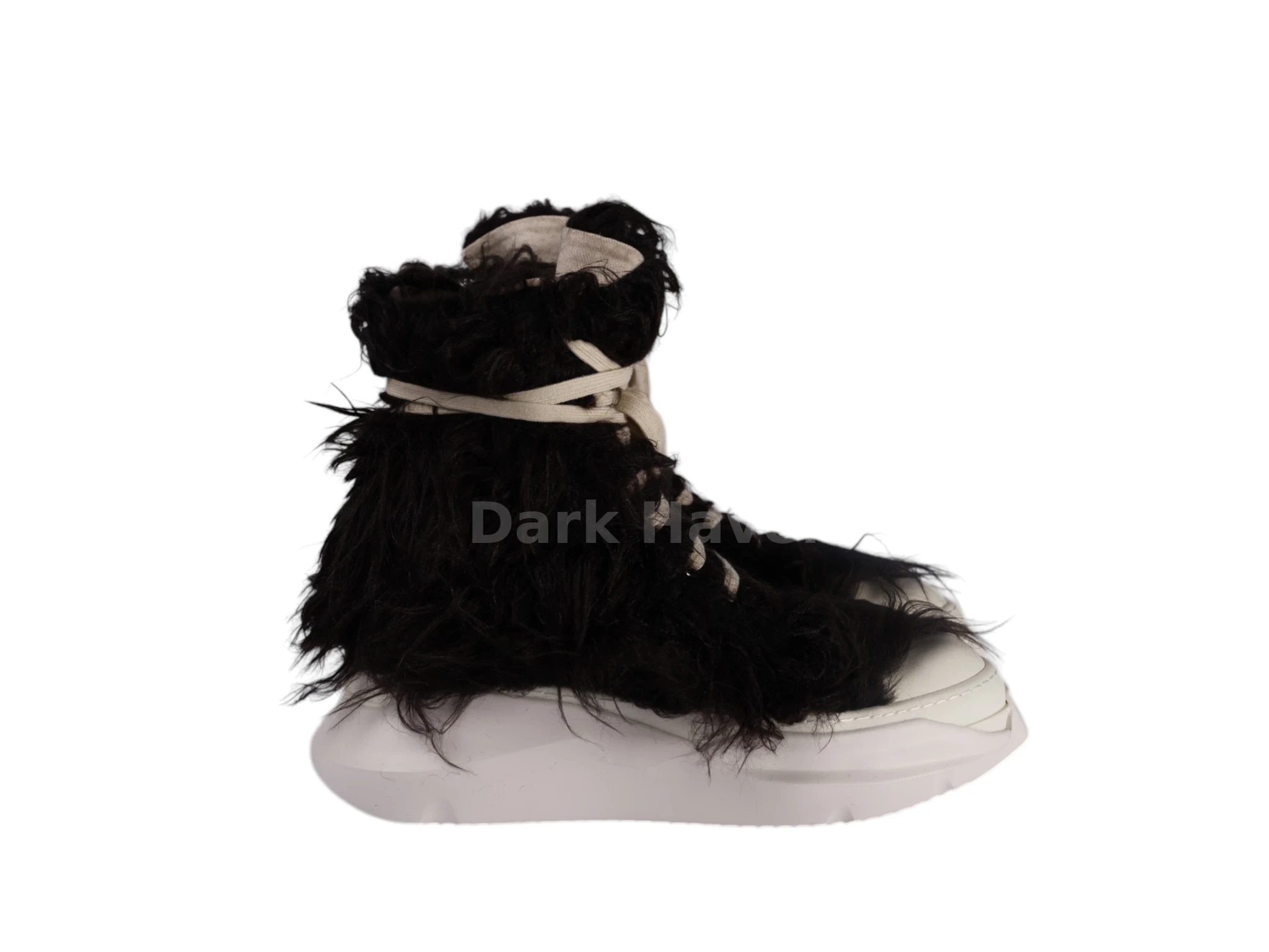 Abstract Fur Yeti Black High Sneakers