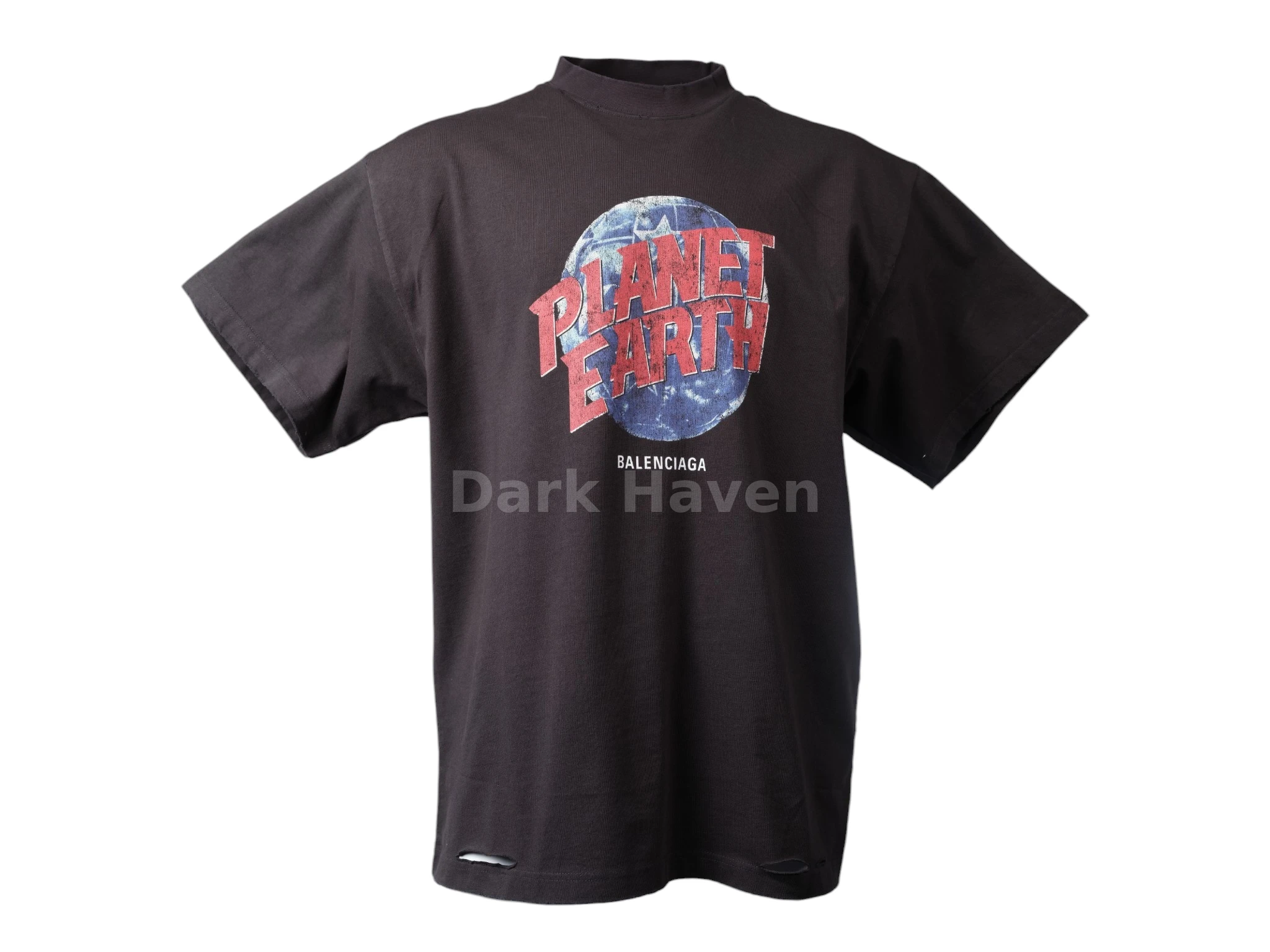 “Planet Earth” Distressed T-Shirt Black