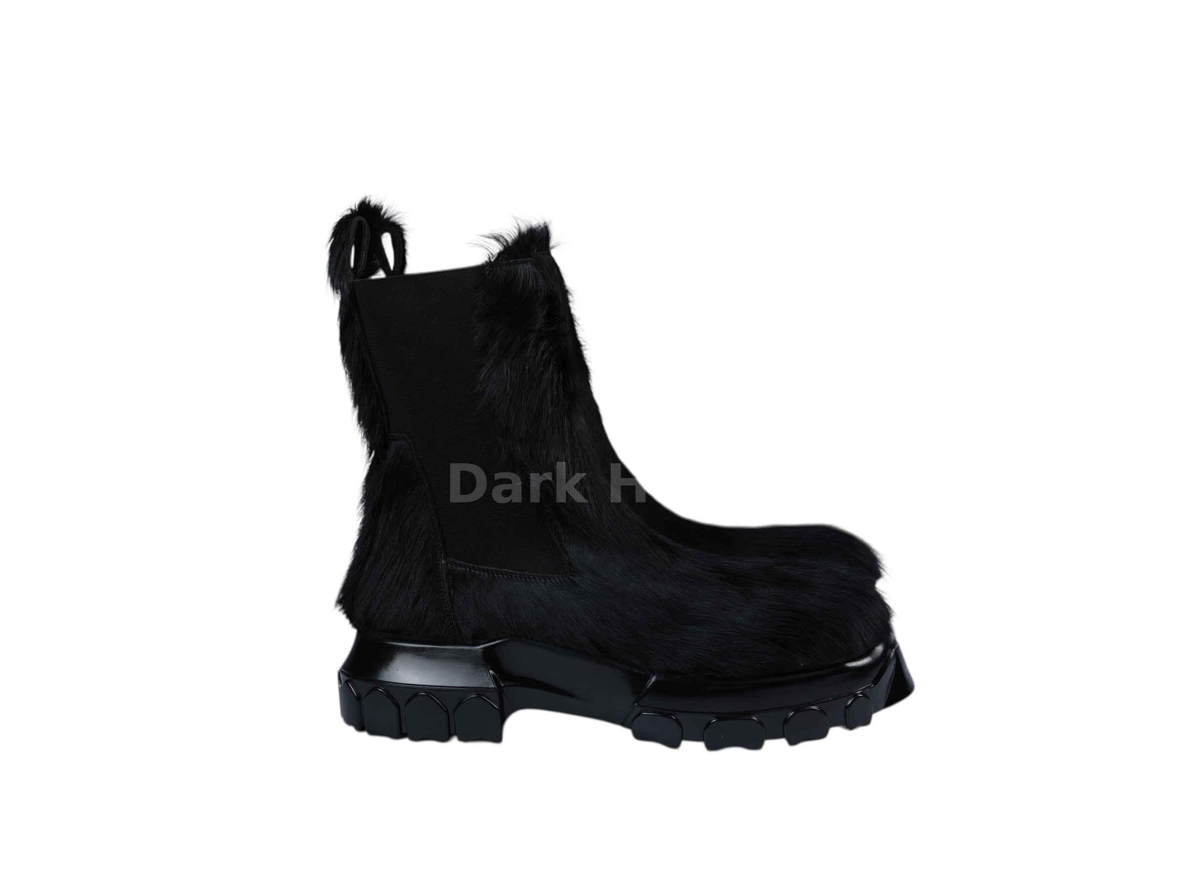 Beatle Bozo Tractor Pony Hair Boots Black