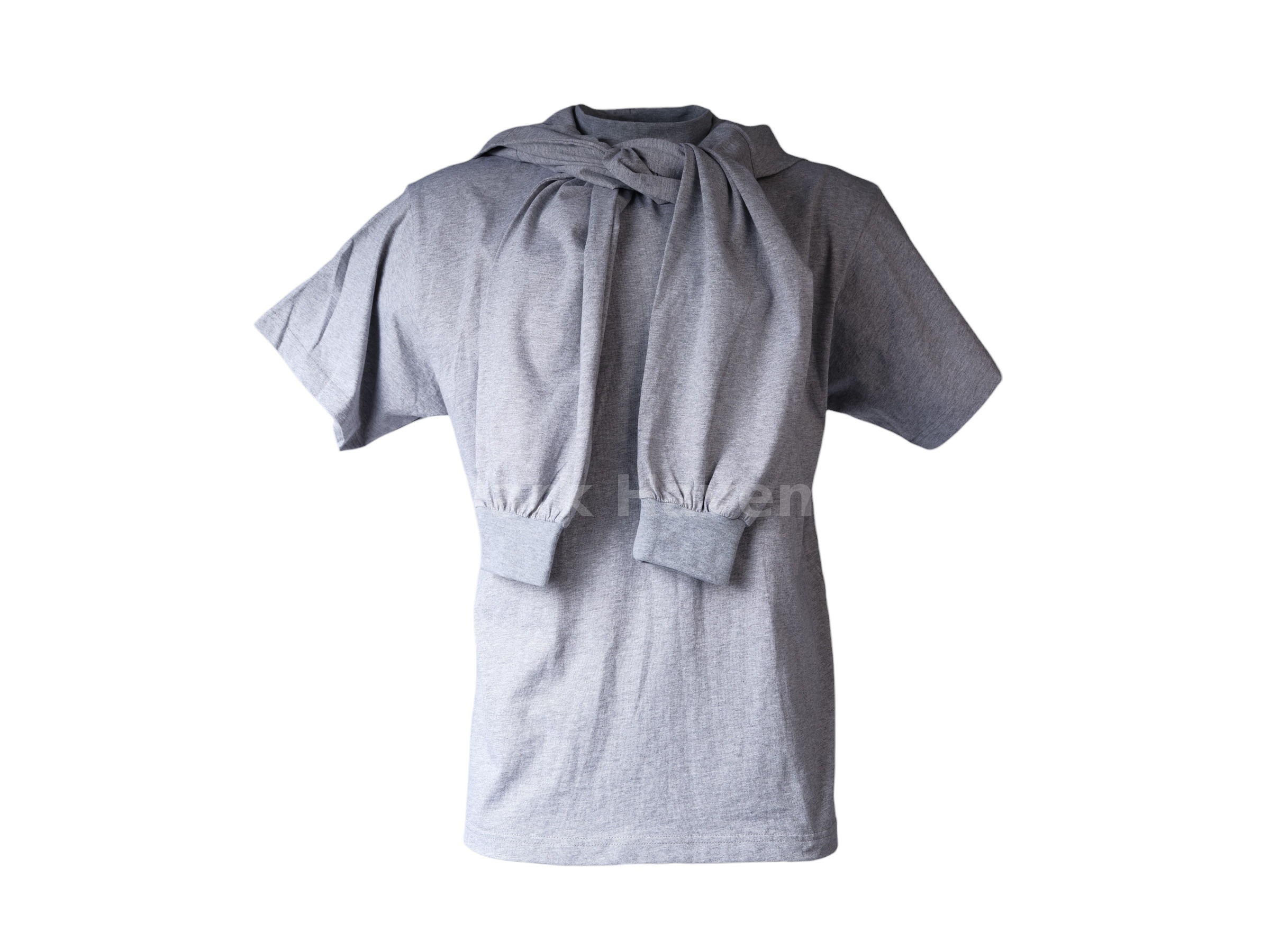 Incognito Hooded Scarf Detail T-Shirt Grey