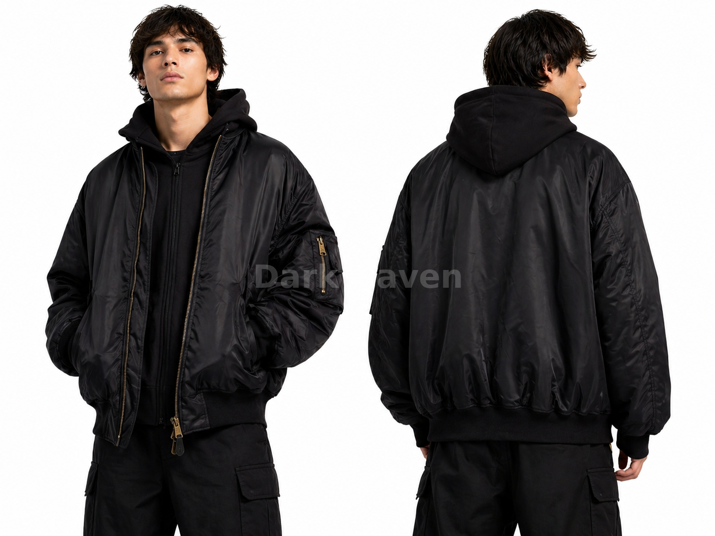 Paris All In Bomber Hooded Jacket Black