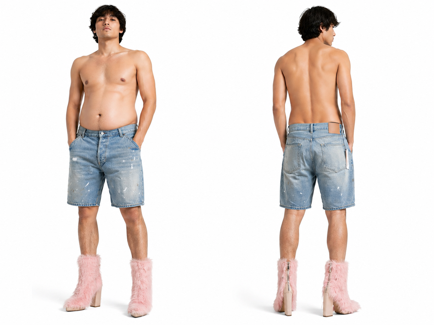 Acne Studios Distressed Denim Shorts Light Blue