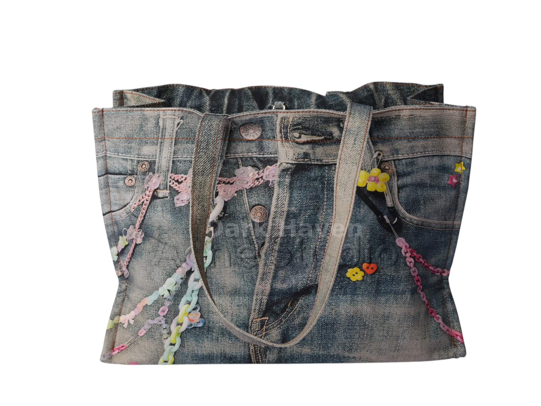 Trompe L'Oeil Denim Print Tote Bag