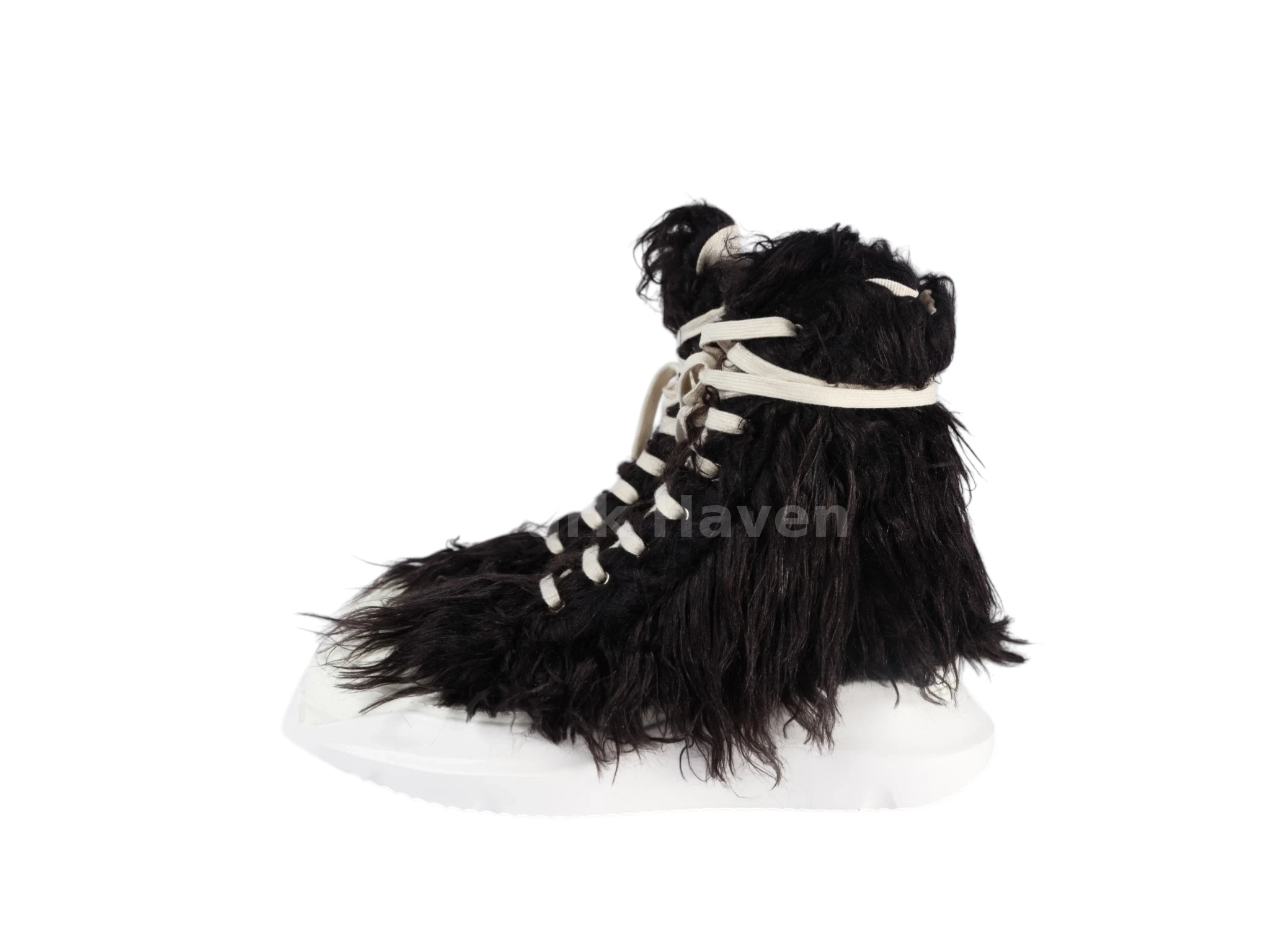 Abstract Fur Yeti Black High Sneakers
