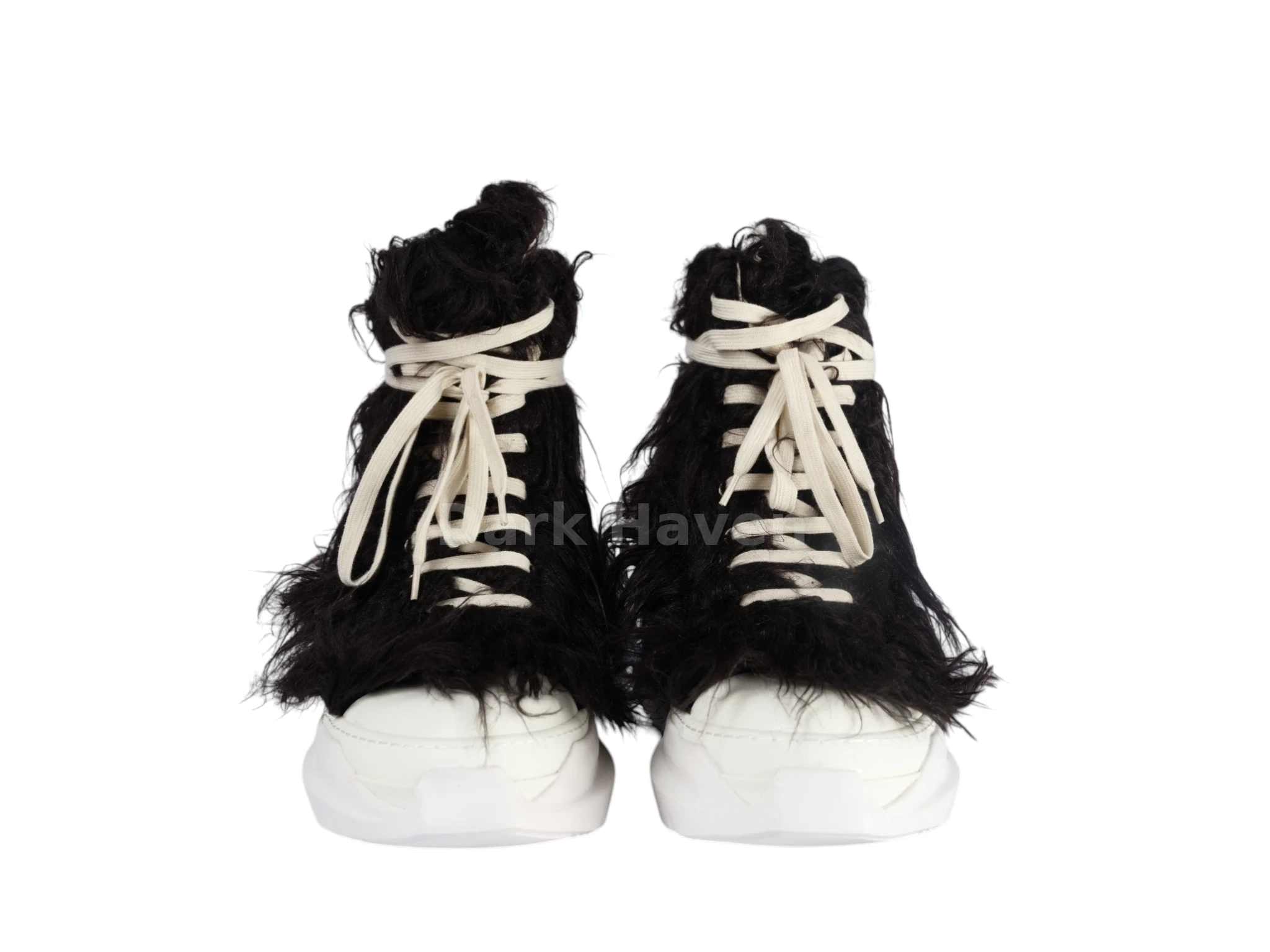 Abstract Fur Yeti Black High Sneakers