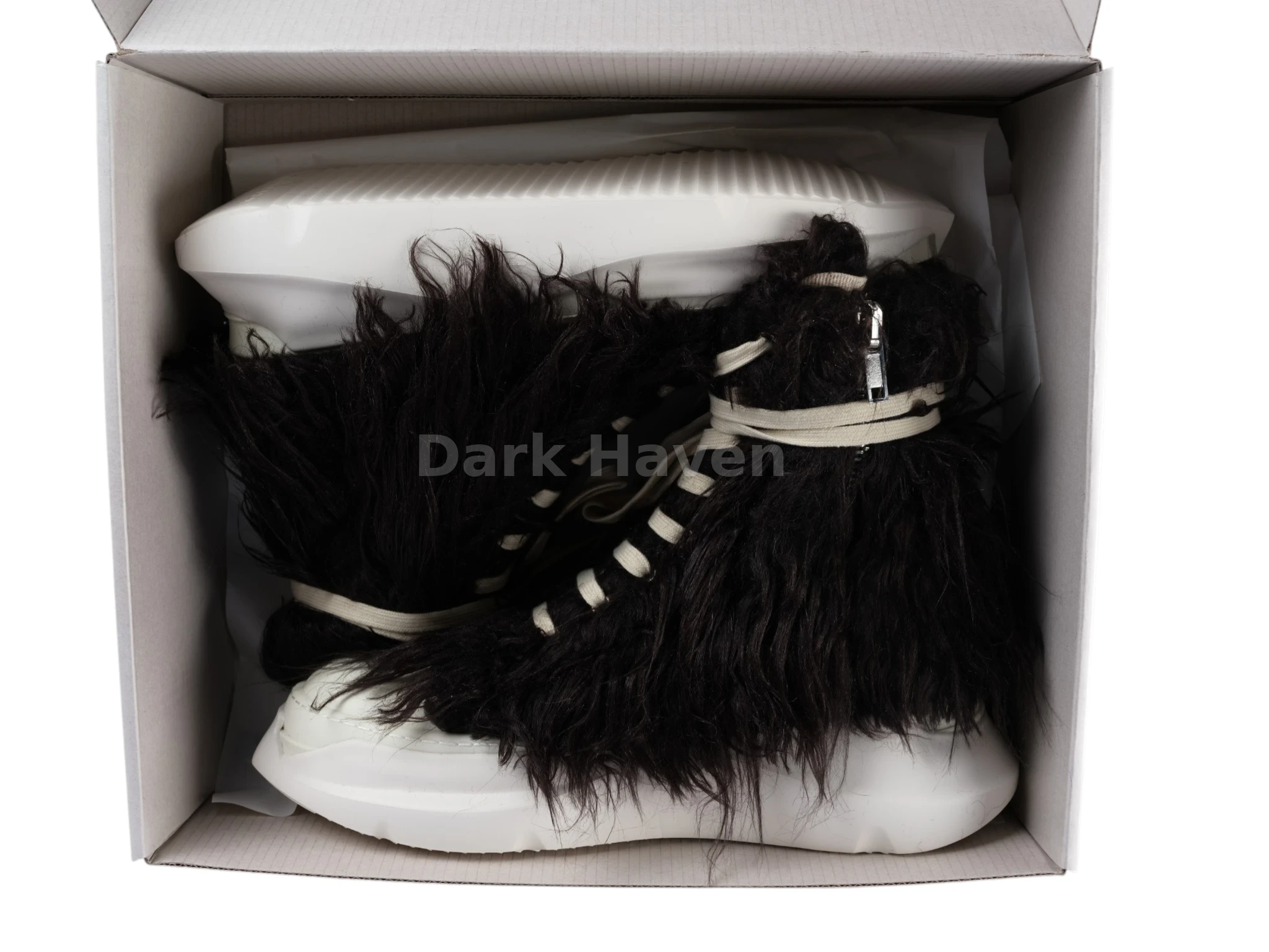 Abstract Fur Yeti Black High Sneakers