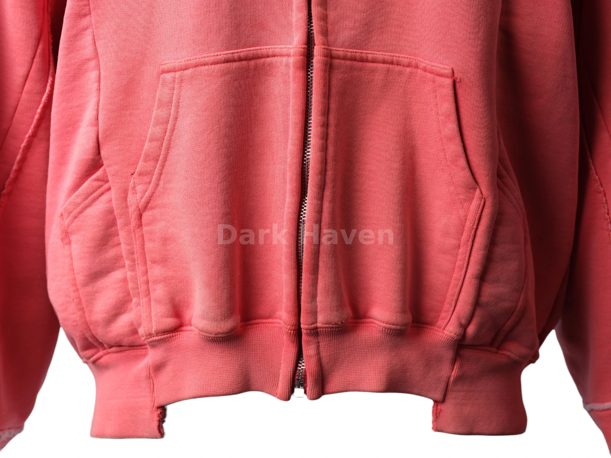 Online Cloud Print Zip-Up Hoodie Coral/Faded Red