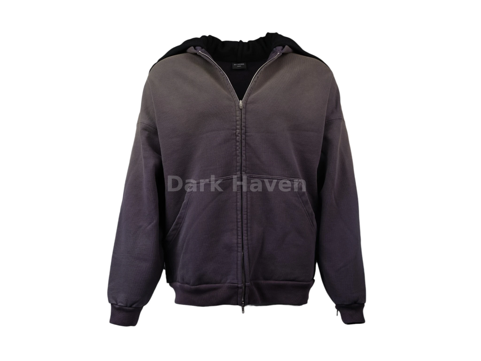 Scarf-Detail Zip-Up Hoodie Faded Black