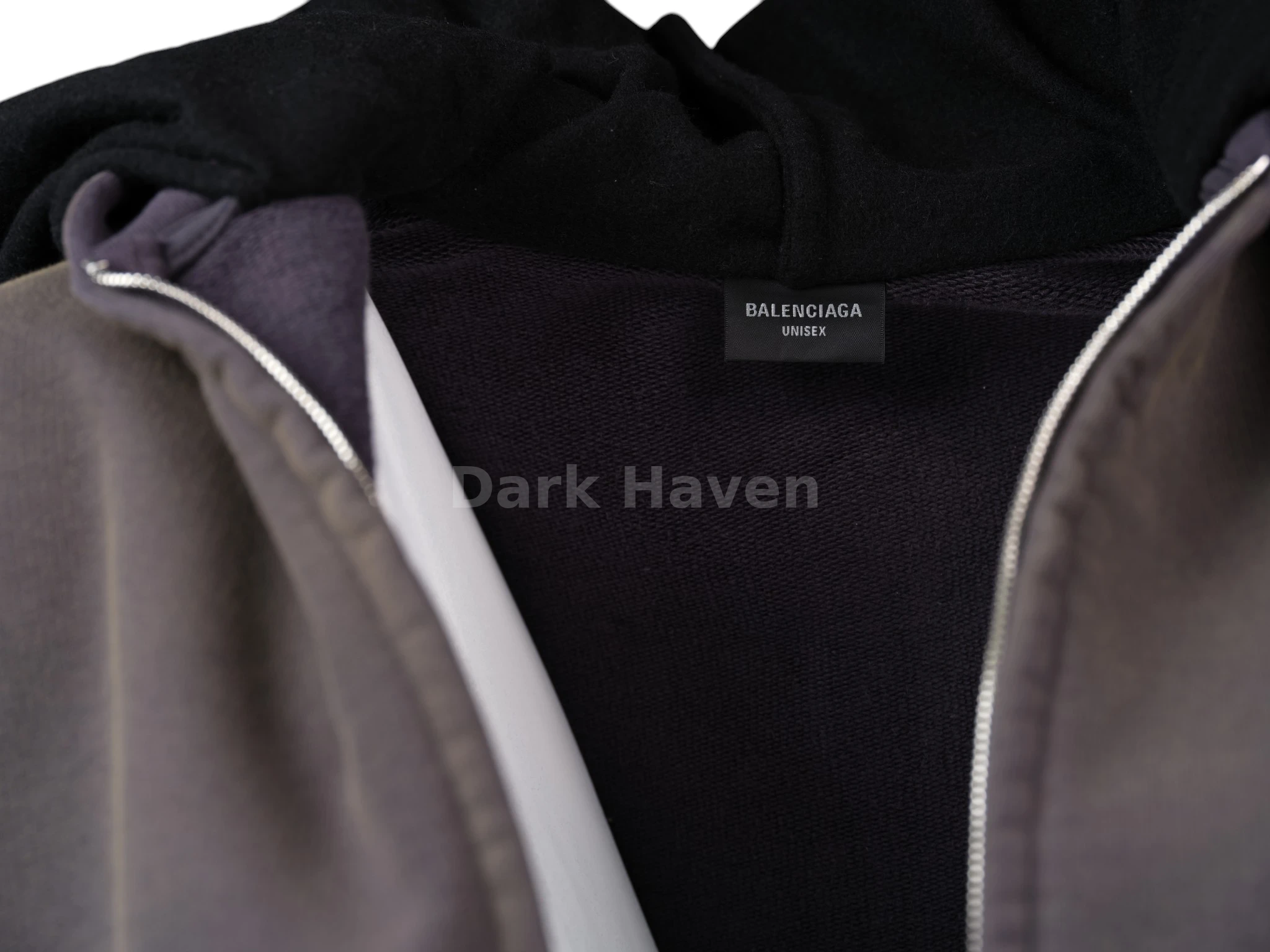 Scarf-Detail Zip-Up Hoodie Faded Black