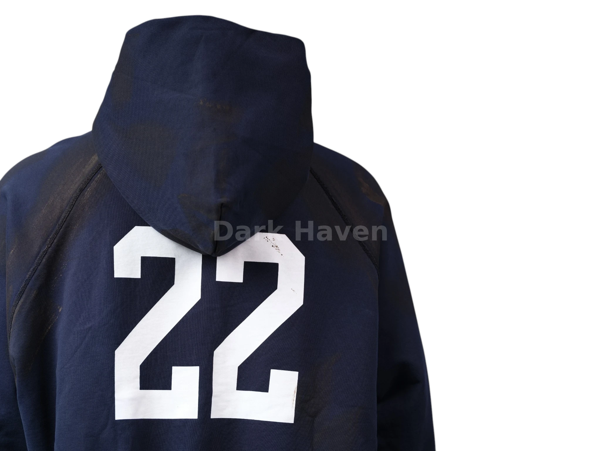 Paris Distressed Zip Hoodie Navy