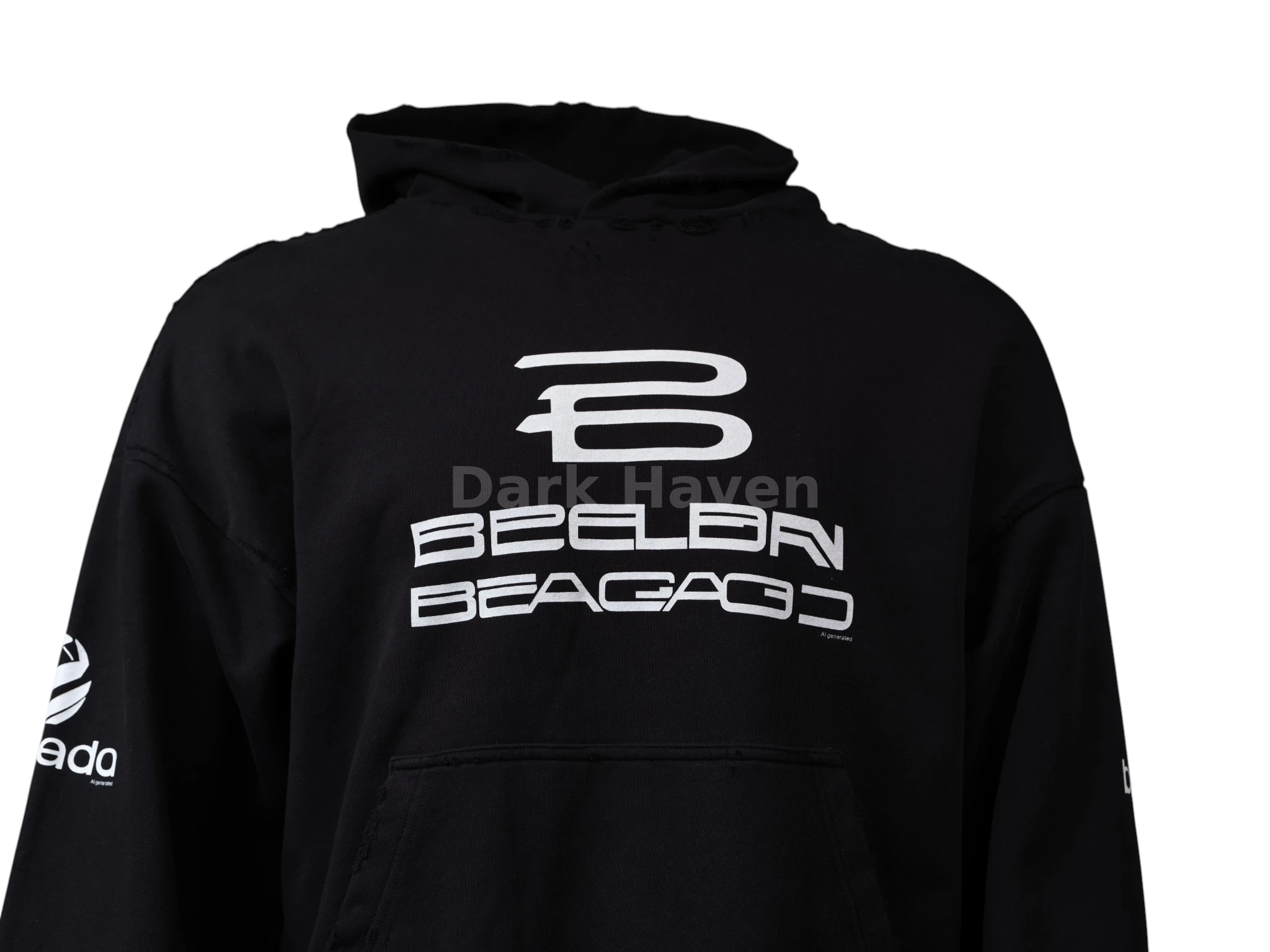 AI Generated Fit Hoodie Black