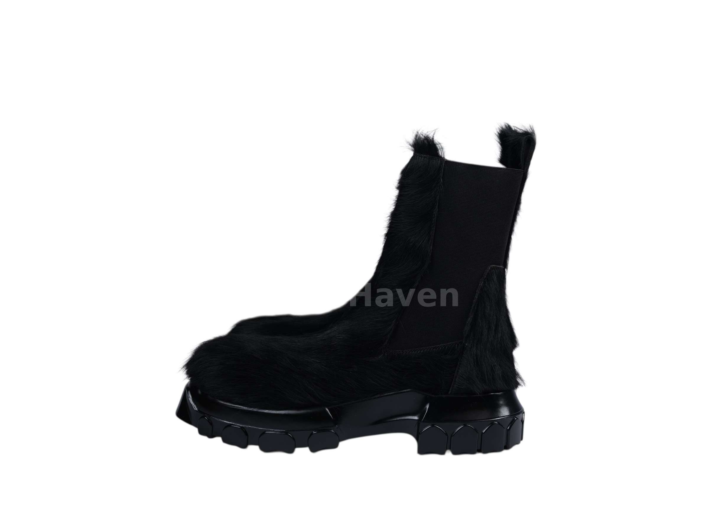 Beatle Bozo Tractor Pony Hair Boots Black
