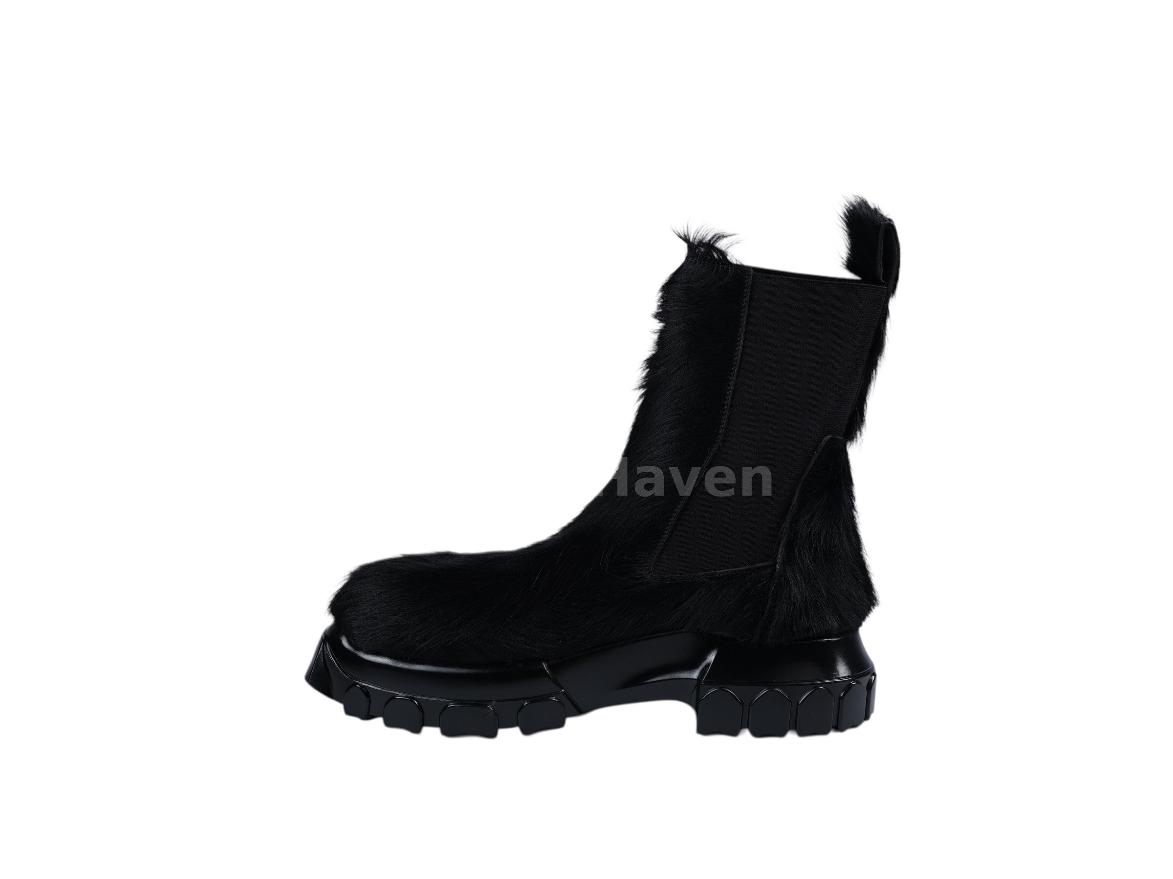 Beatle Bozo Tractor Pony Hair Boots Black
