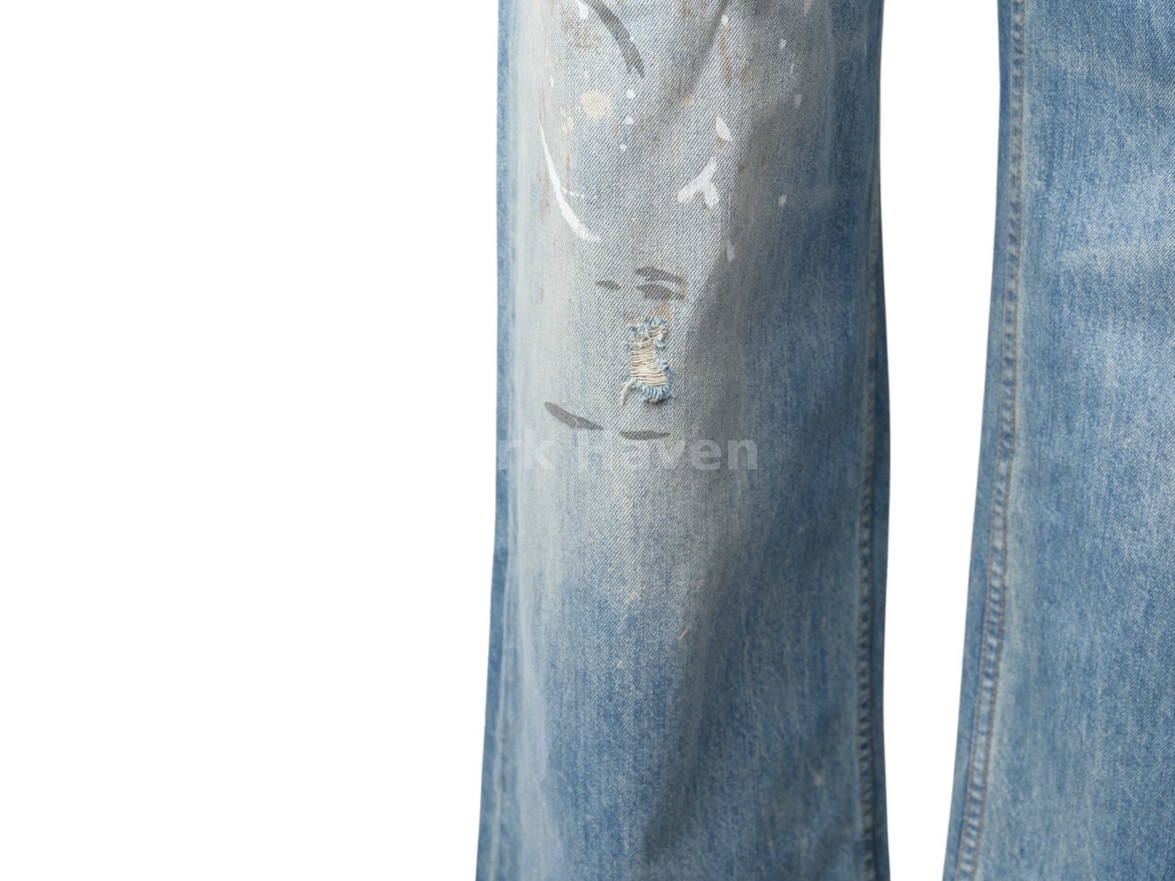 Distressed Wide-Leg Jeans Light Blue