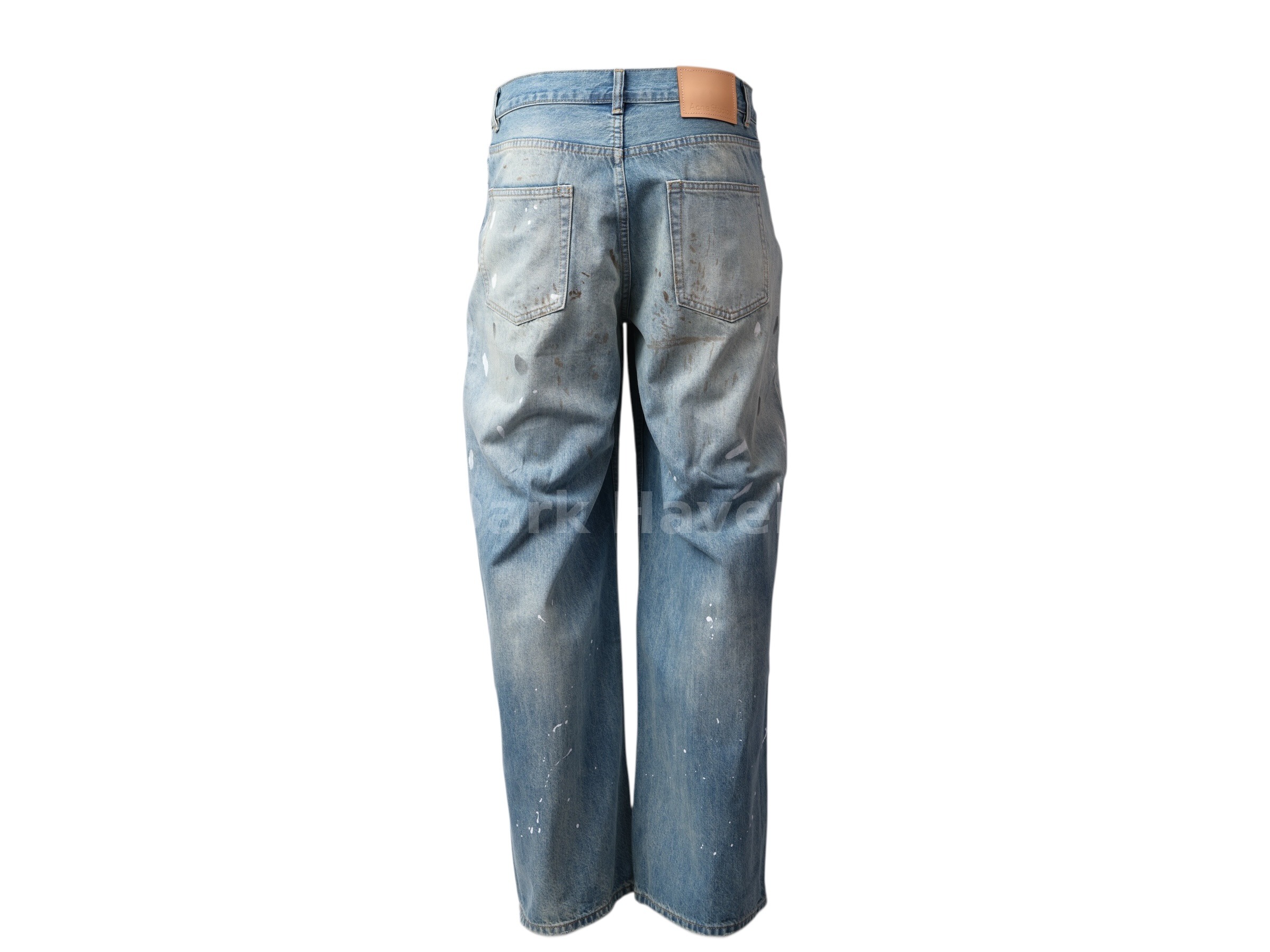 Distressed Wide-Leg Jeans Light Blue