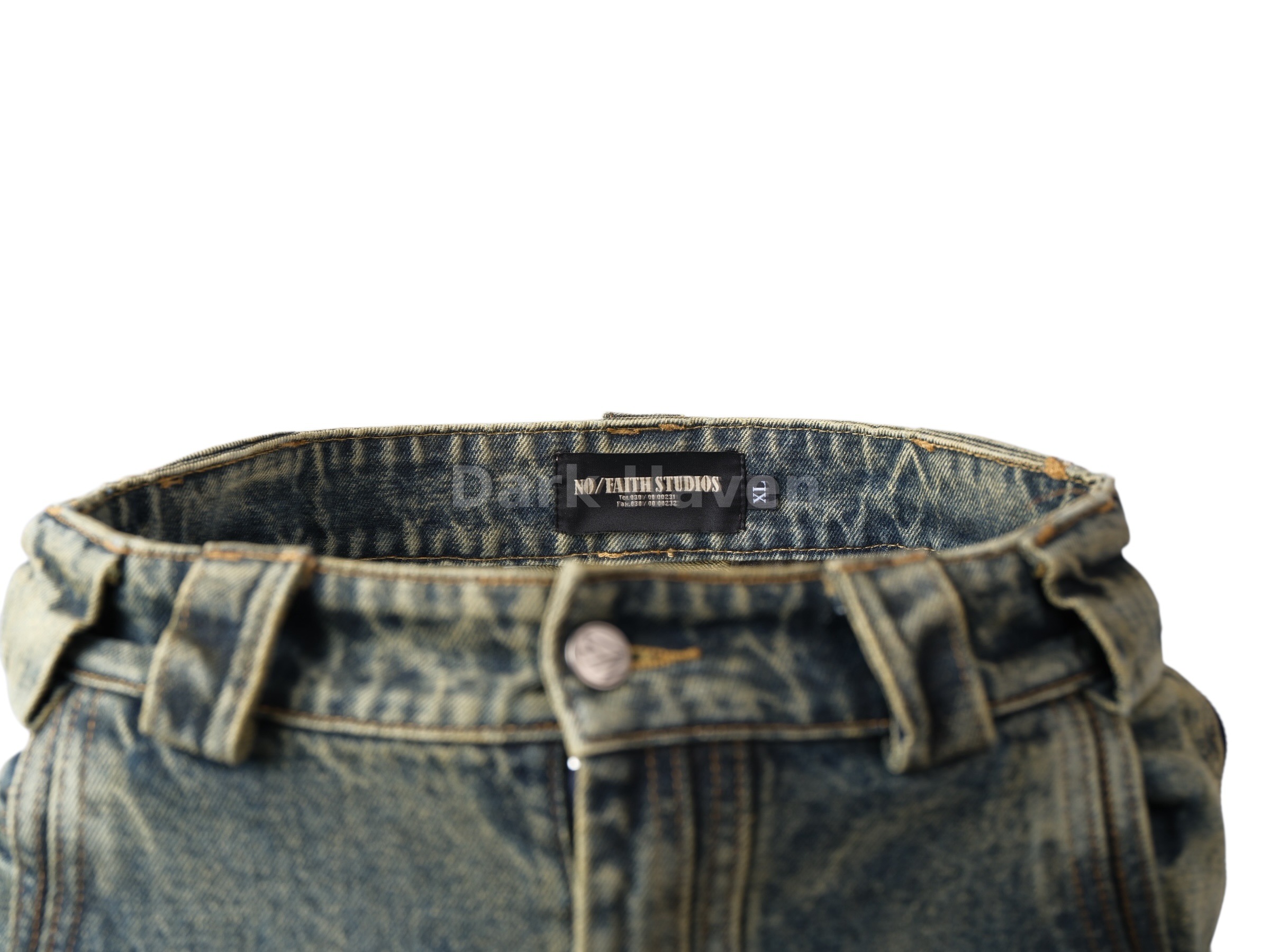 Curved Panel Denim Jeans Washed Blue