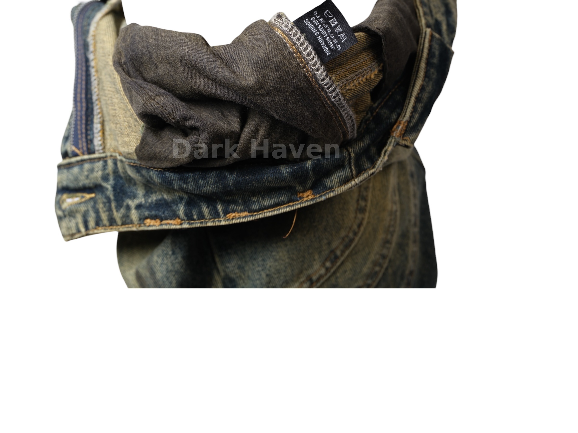 Curved Panel Denim Jeans Washed Blue