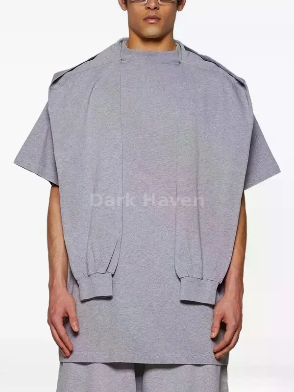 Incognito Hooded Scarf Detail T-Shirt Grey