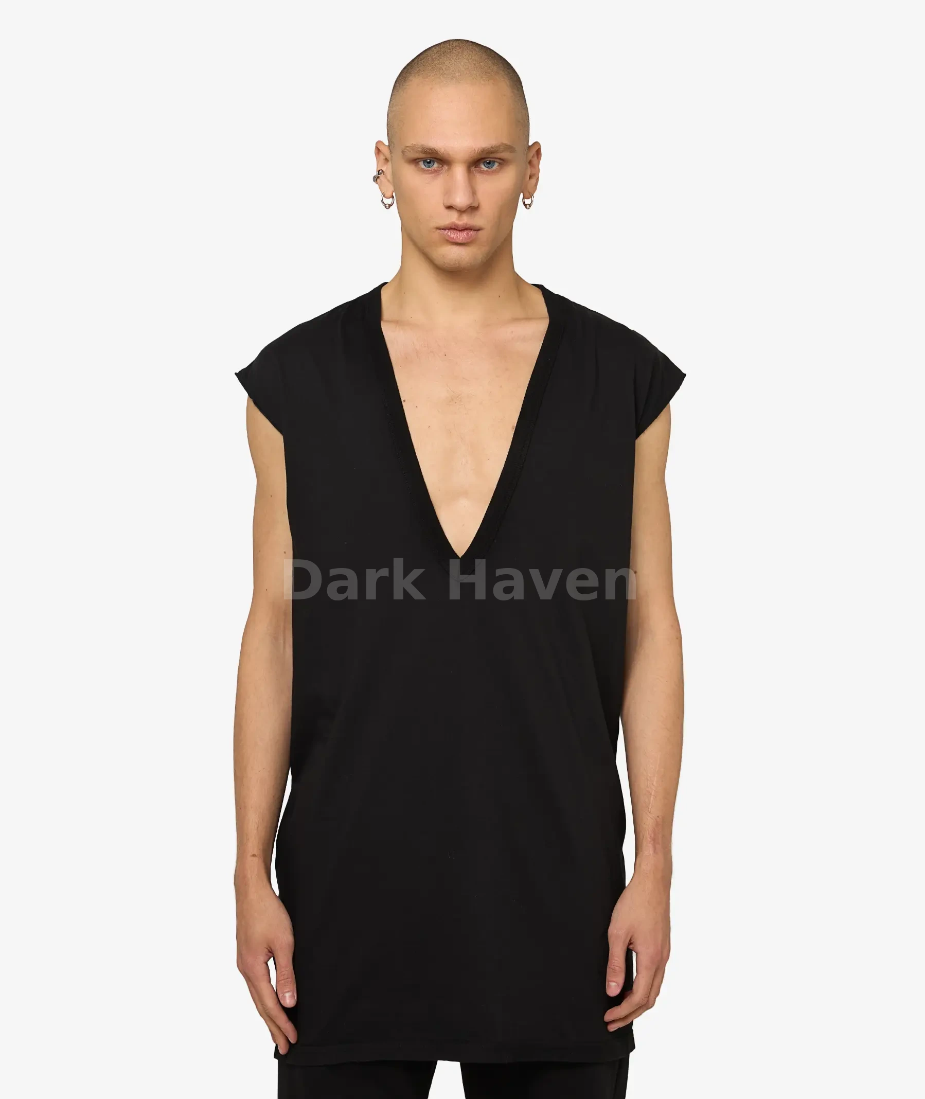 PORTERVILLE F/W 24 Deep V Sleeveless Tee Black