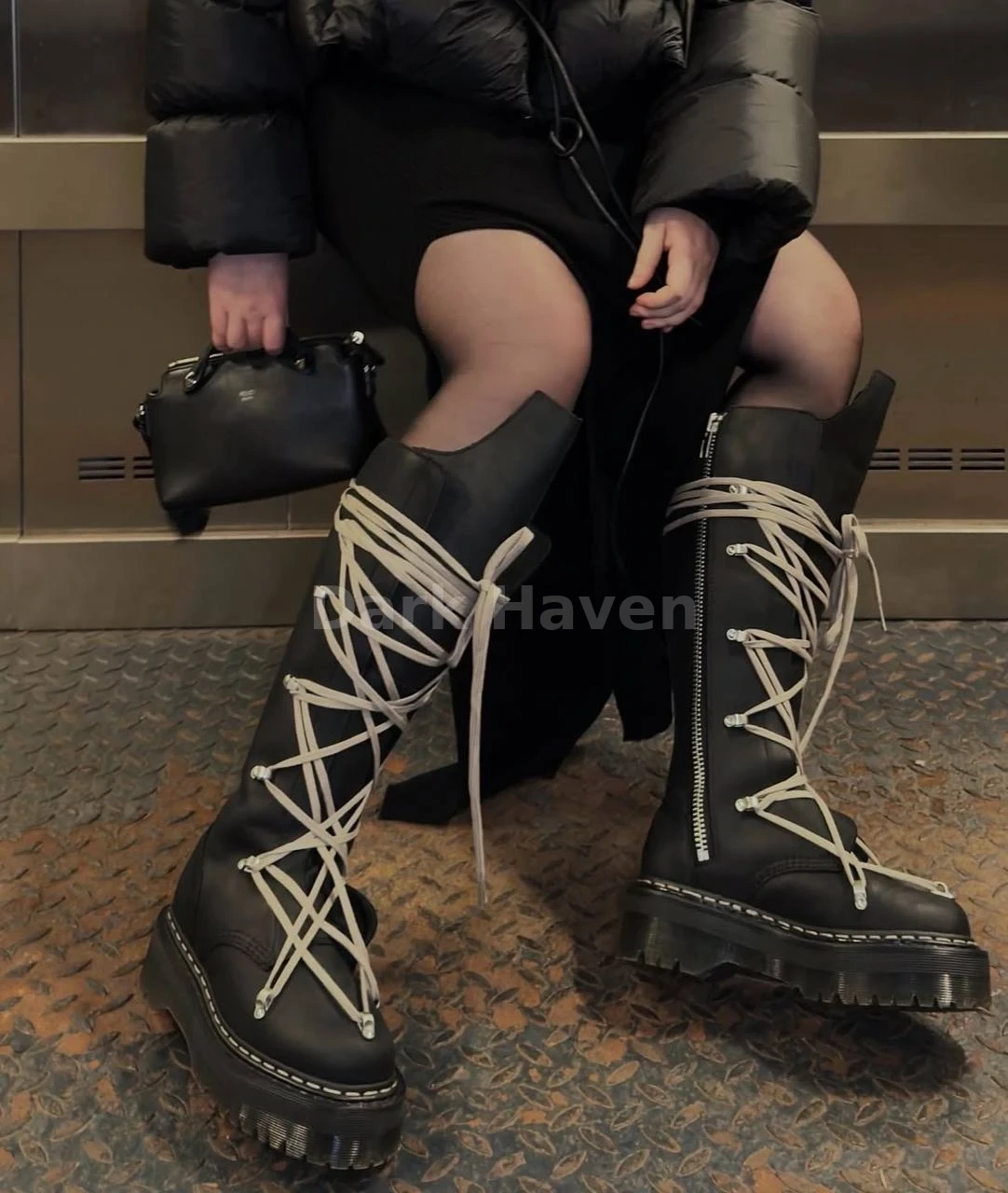 Rick Owens x Dr. Martens 1B60 Quad Sole Pentalace Boots