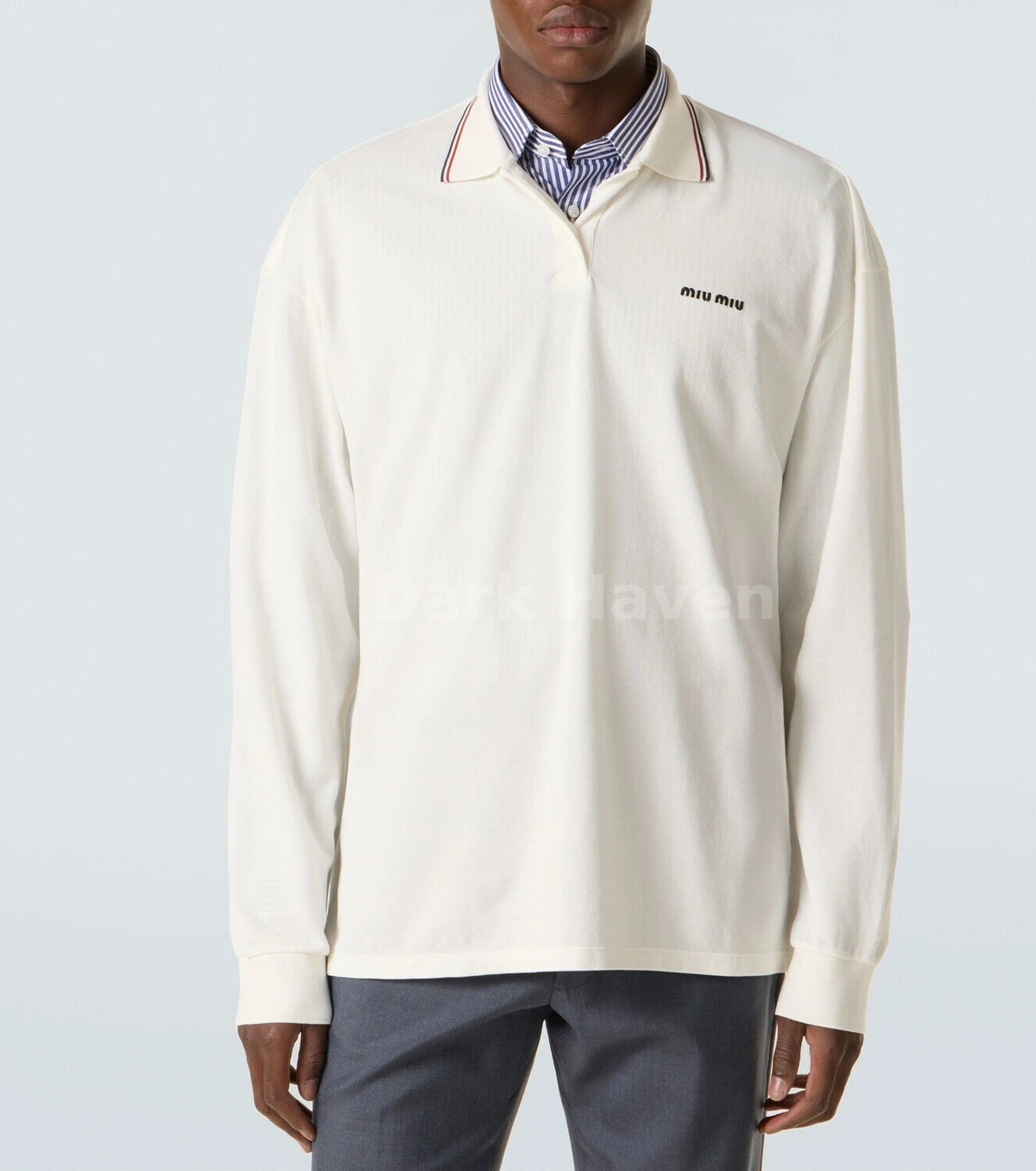 Logo Long Sleeve Polo Cream